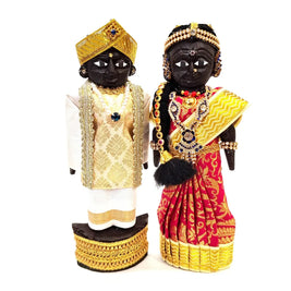 Handcrafted Wooden Traditional Dolls – Red & Cream – 8