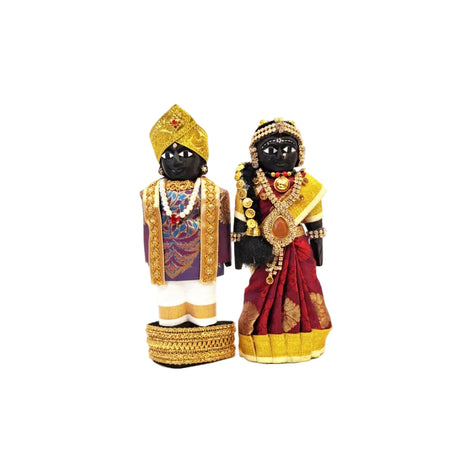 Handcrafted Wooden Traditional Dolls – Red & Violet – 7" Height