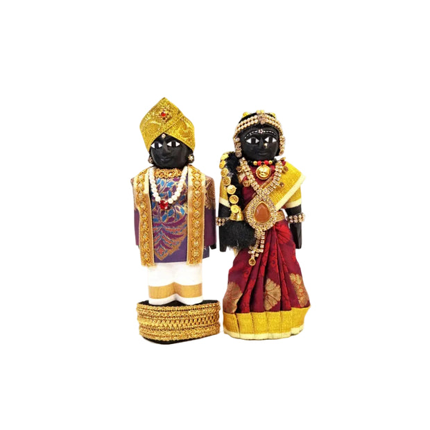 Handcrafted Wooden Traditional Dolls – Red & Violet – 7" Height
