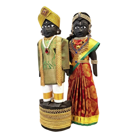 Handcrafted Wooden Traditional Dolls – Red & Green - 12" Height