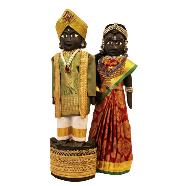 Handcrafted Wooden Traditional Dolls – Red & Green - 12" Height