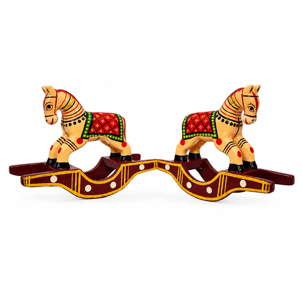 Handcrafted Rocking Horse Pair – Traditional Wooden Décor