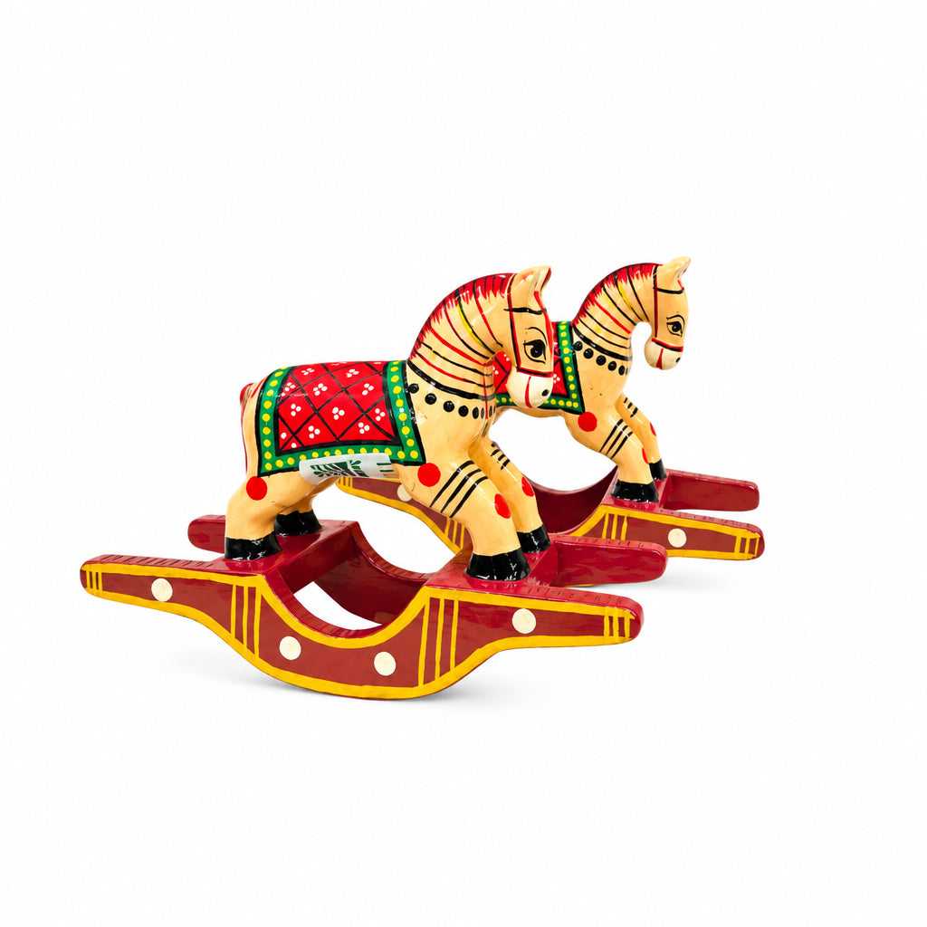 Handcrafted Rocking Horse Pair – Traditional Wooden Décor