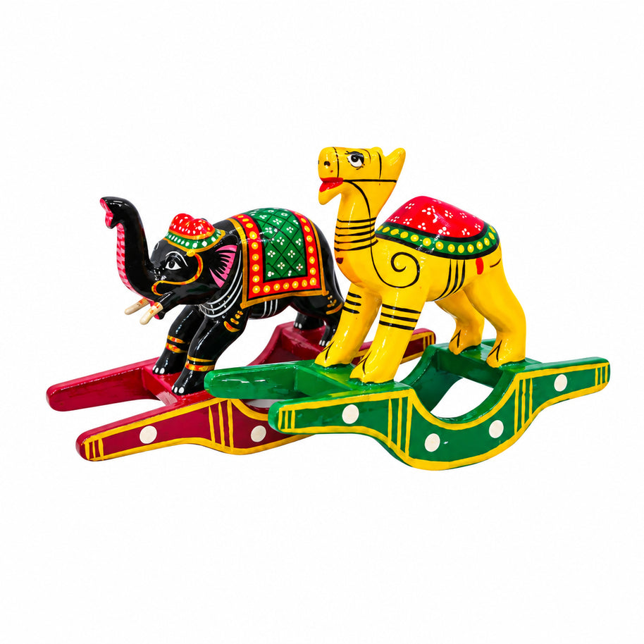 Handcrafted Rocking Animals – Elephant & Camel Pair