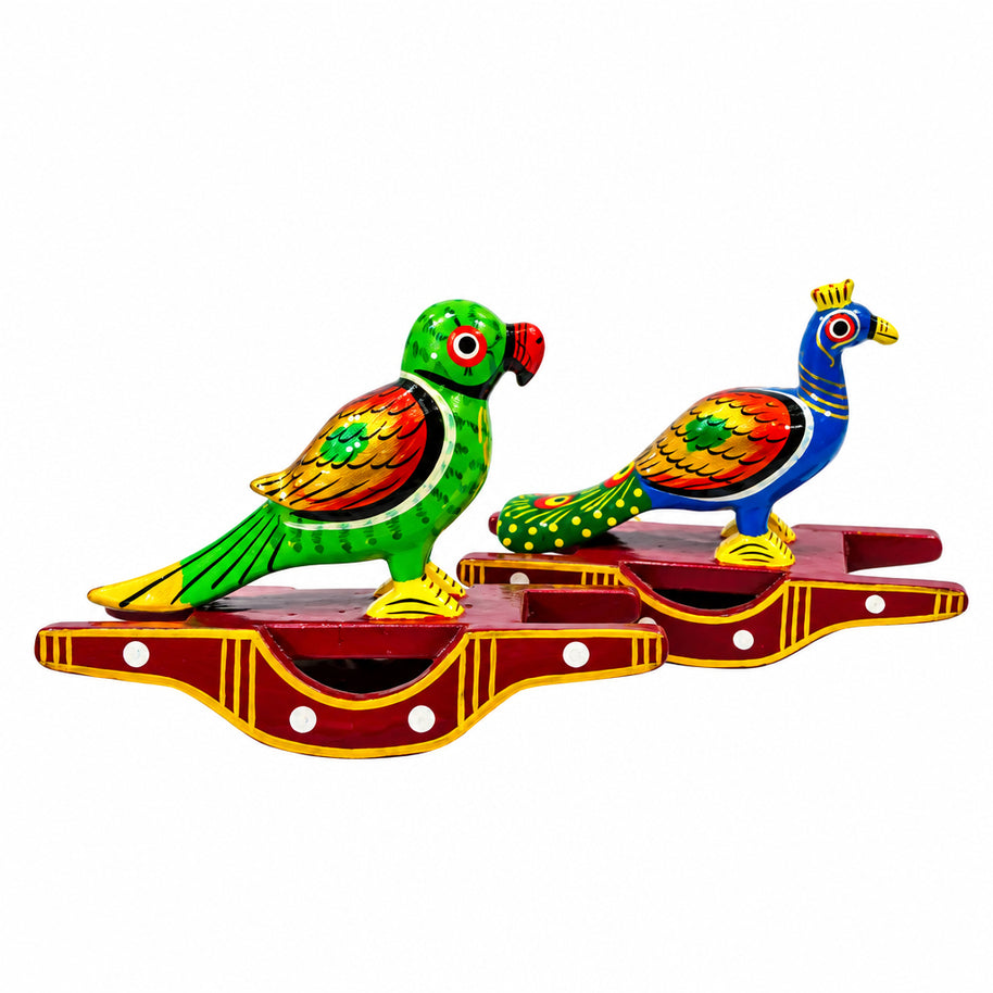 Handcrafted Parrot & Peacock Pair – Traditional Indian Décor