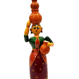 Handcrafted Rajasthani Lady Wooden Doll – Traditional Indian Folk Art