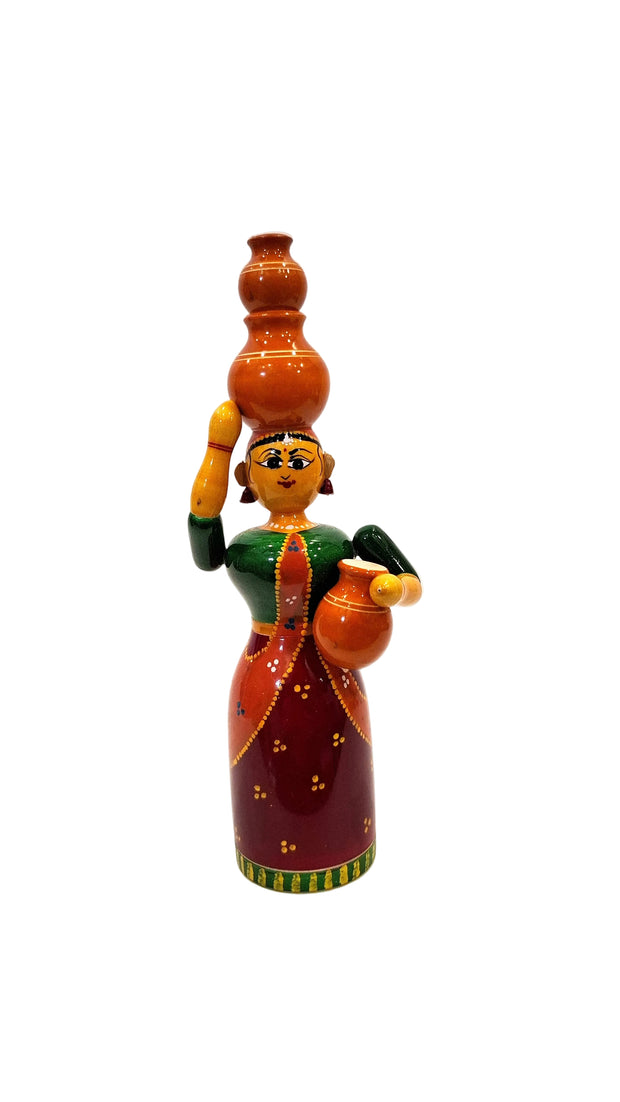 Handcrafted Rajasthani Lady Wooden Doll – Traditional Indian Folk Art