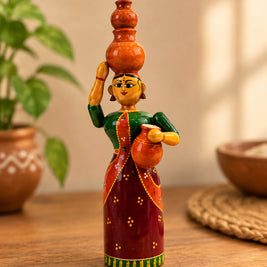 Handcrafted Rajasthani Lady Wooden Doll – Traditional Indian Folk Art