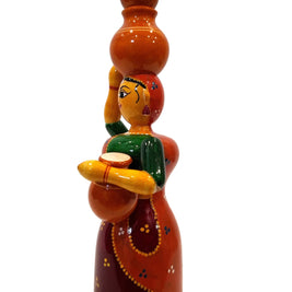 Handcrafted Rajasthani Lady Wooden Doll – Traditional Indian Folk Art