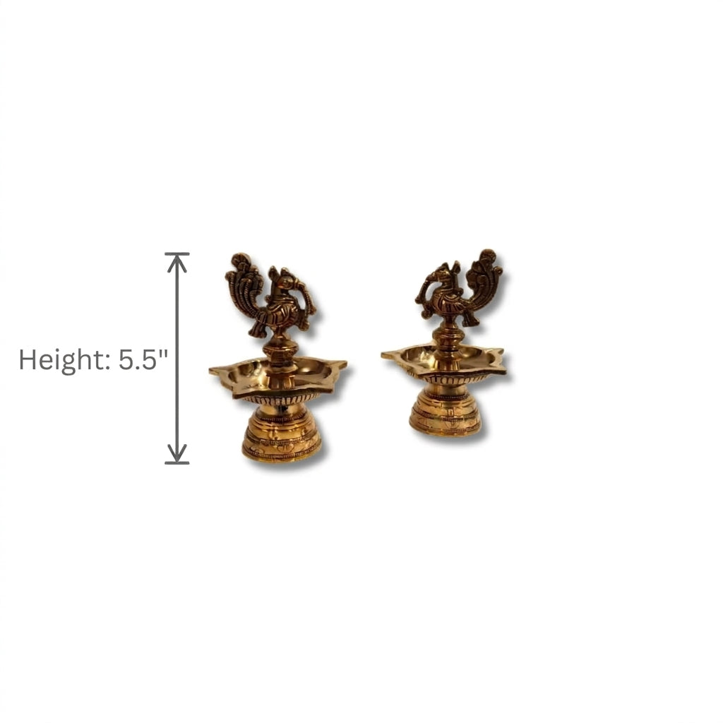 Brass Lakshmi Lamp and  Brass Bird Lamp – Traditional Deepam | Combo Set