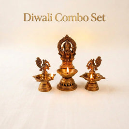 Brass Lakshmi Lamp and  Brass Bird Lamp – Traditional Deepam | Combo Set