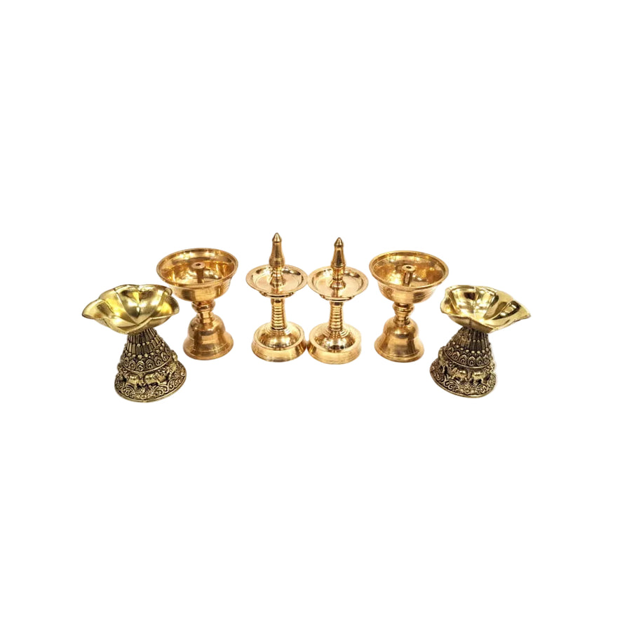 Brass Deepak, Akhand Jyoti and Kerala Deepam | Combo Set