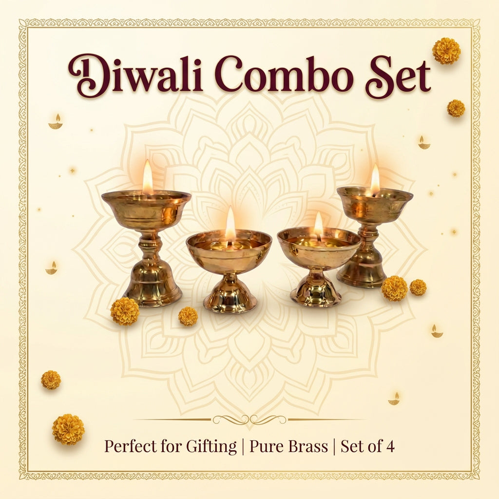 Brass Akhand Jyothi and Nanda Deepa - Traditional Diwali Gifting | Combo Set