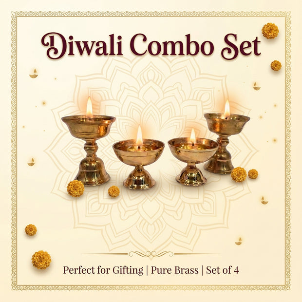 Brass Akhand Jyothi and Nanda Deepa - Traditional Diwali Gifting | Combo Set