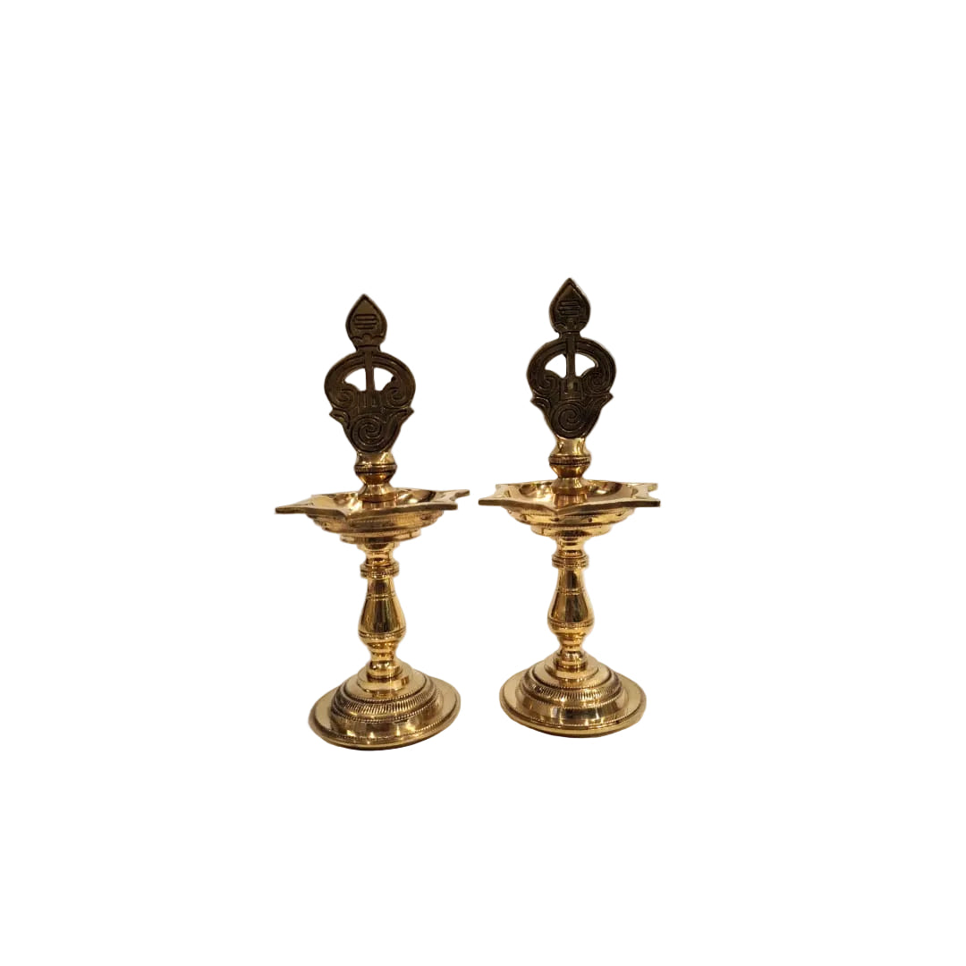 Brass Murugan Lamp – 9.5 Inch Height | Pair