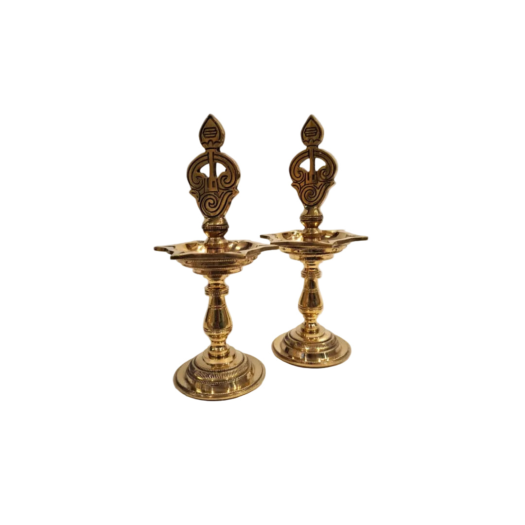 Brass Murugan Lamp – 9.5 Inch Height | Pair
