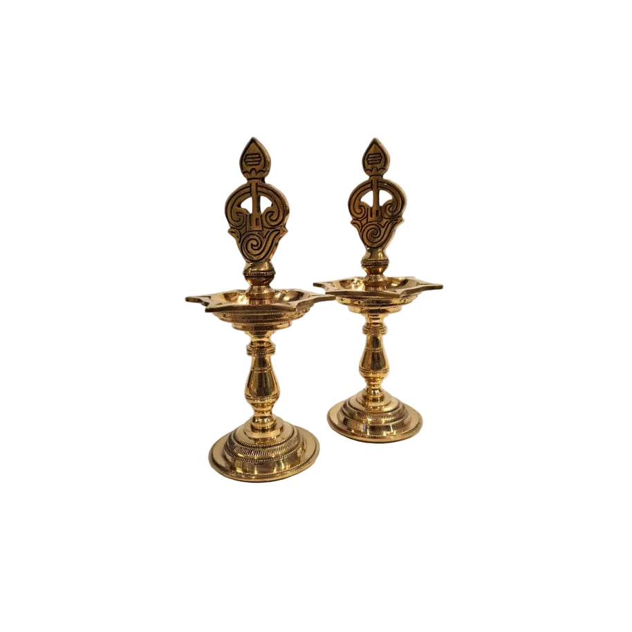 Brass Murugan Lamp – 9.5 Inch Height | Pair