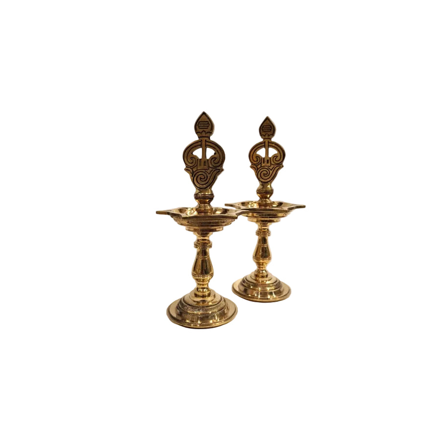 Brass Murugan Lamp – 9.5 Inch Height | Pair