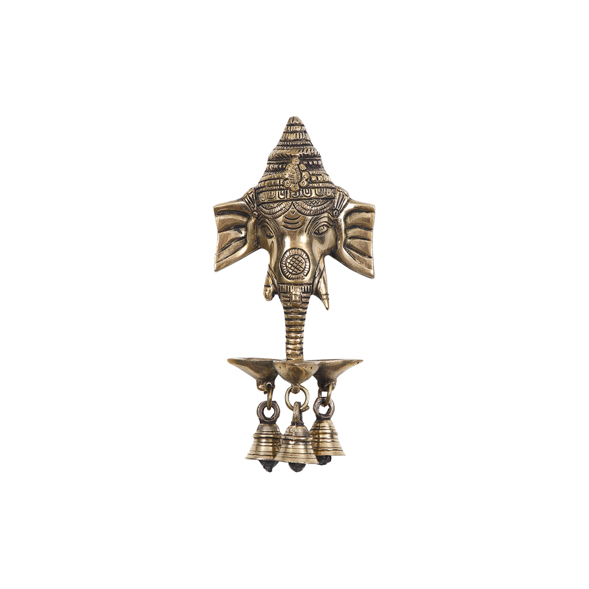 Antique Brass Wall Hanging Ganesha with Diya
