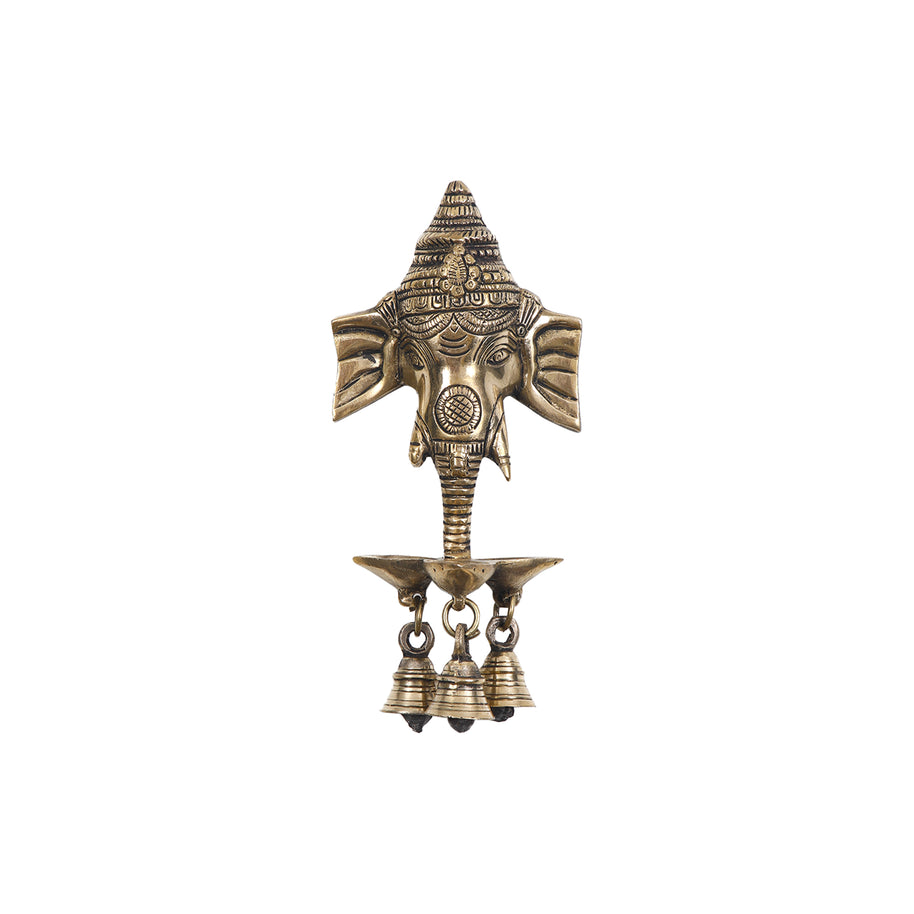 Antique Brass Wall Hanging Ganesha with Diya