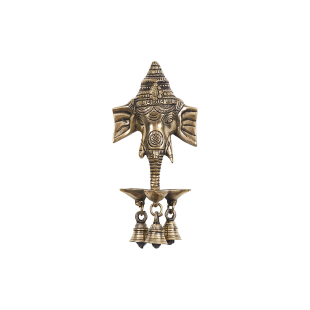 Antique Brass Wall Hanging Ganesha with Diya