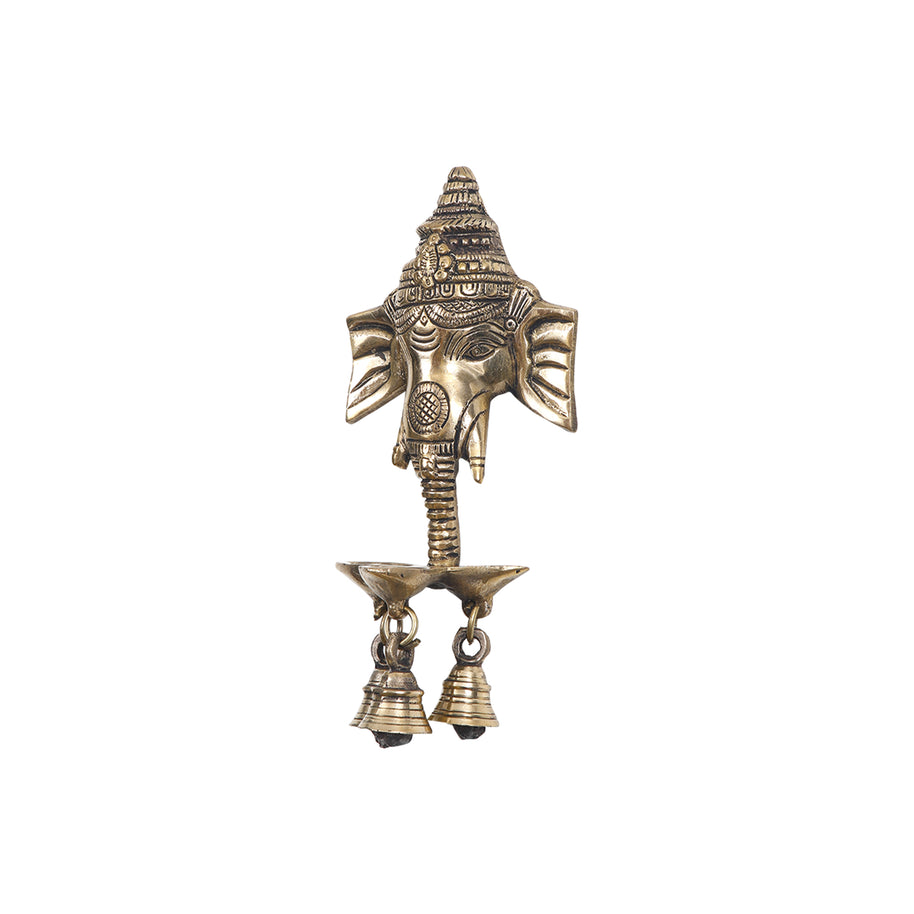 Antique Brass Wall Hanging Ganesha with Diya