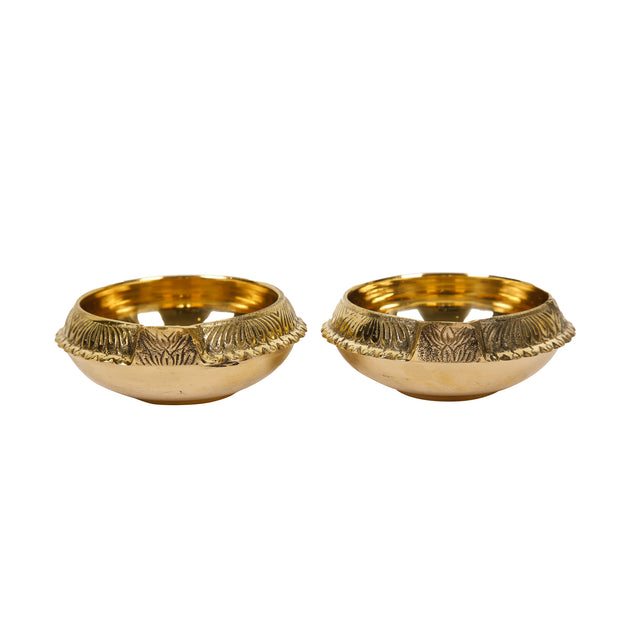 Handmade Kuber Brass Diya Set of 2 for Puja
