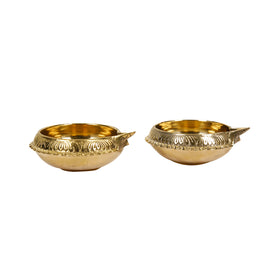 Handmade Kuber Brass Diya Set of 2 for Puja