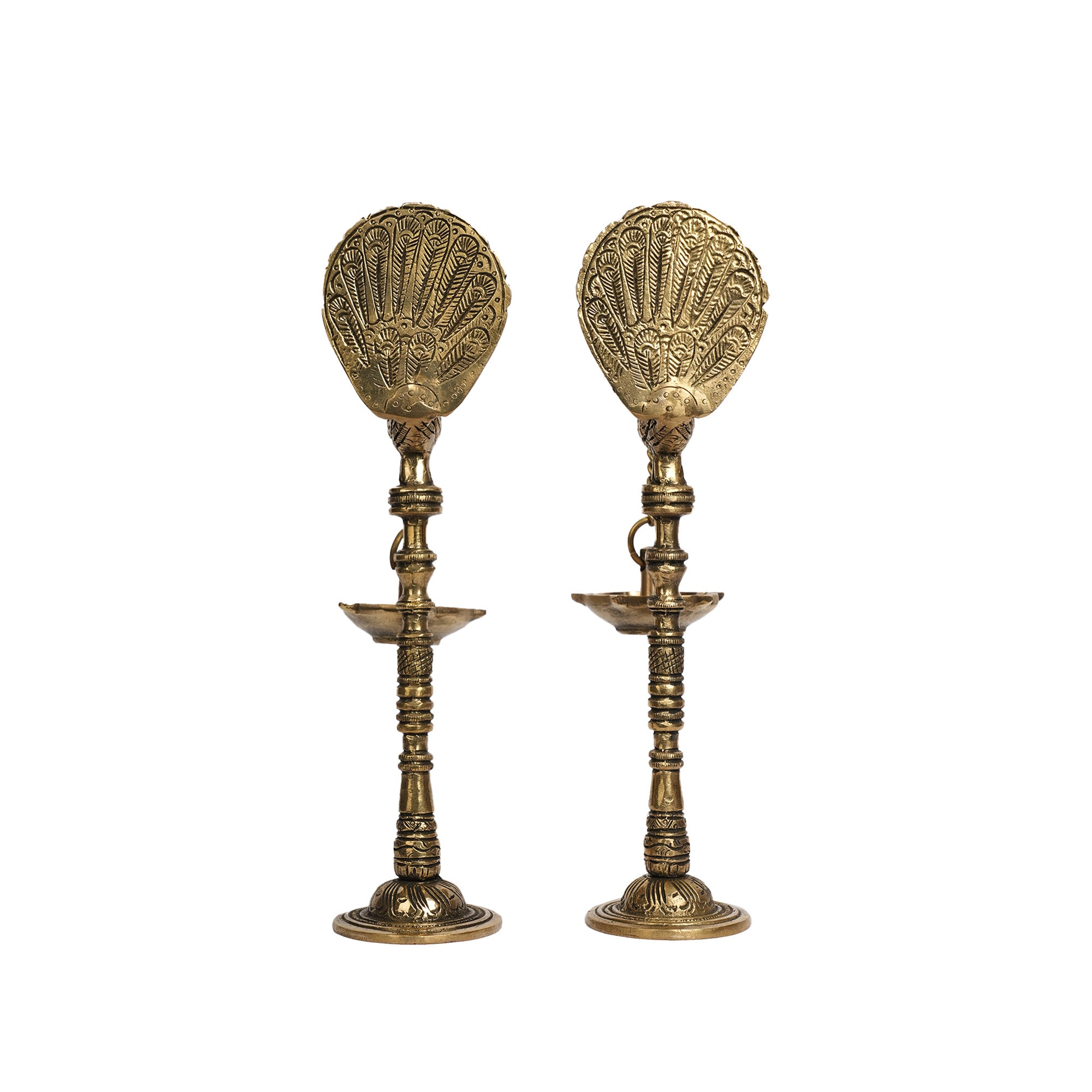 Pair of Handcrafted Brass Peacock Hanging Deepam