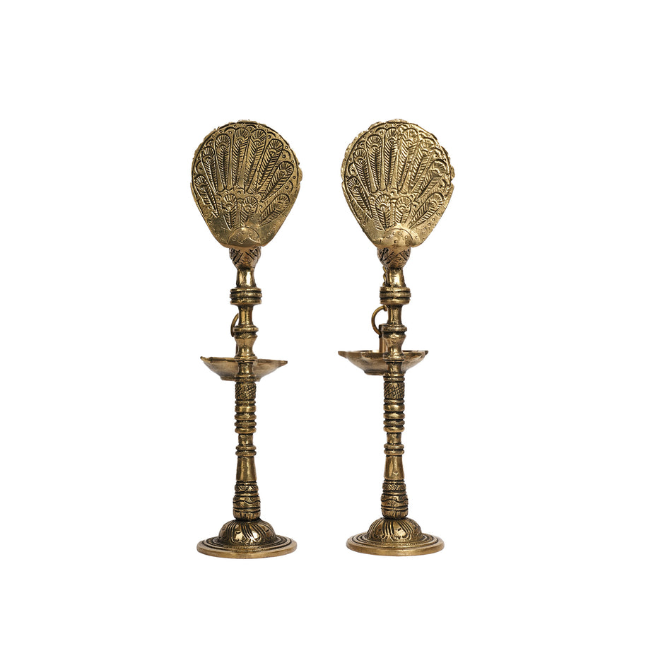Pair of Handcrafted Brass Peacock Hanging Deepam