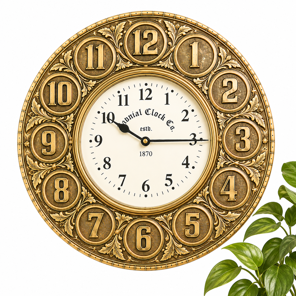 Vintage Metal Wall Clock – Antique Brass Finish