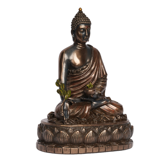 Handcrafted Poly Resin Meditating Buddha Statue | Antique Finish Buddha Idol for Home Décor & Meditation