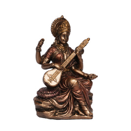 Poly Resin Goddess Saraswati Playing Veena Statue for Home Décor & Pooja