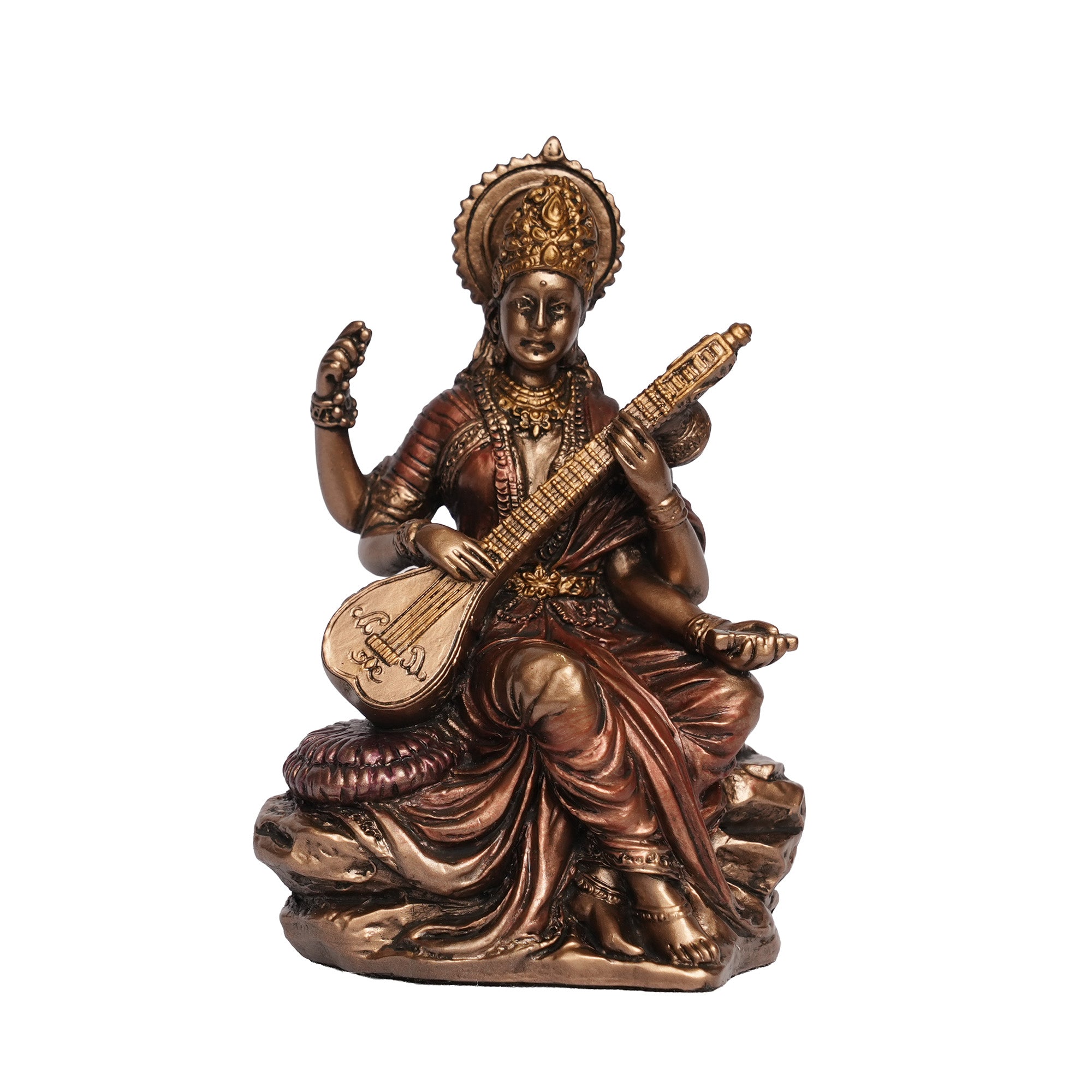 Poly Resin Goddess Saraswati Playing Veena Statue for Home Décor & Pooja