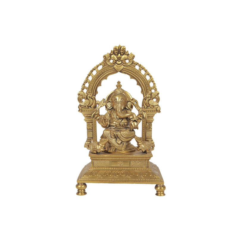 Bronze 8.5in Ganesh Peeta Prabhavali