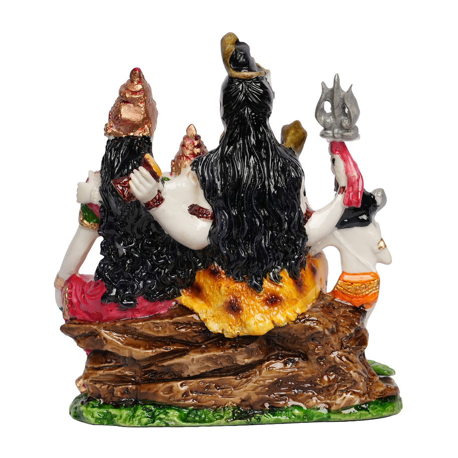 Poly Resin Shiva Parivar Idol with Ganesha, Parvati & Murugan Statue for Home Décor