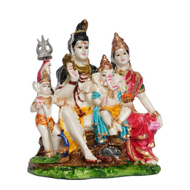 Poly Resin Shiva Parivar Idol with Ganesha, Parvati & Murugan Statue for Home Décor