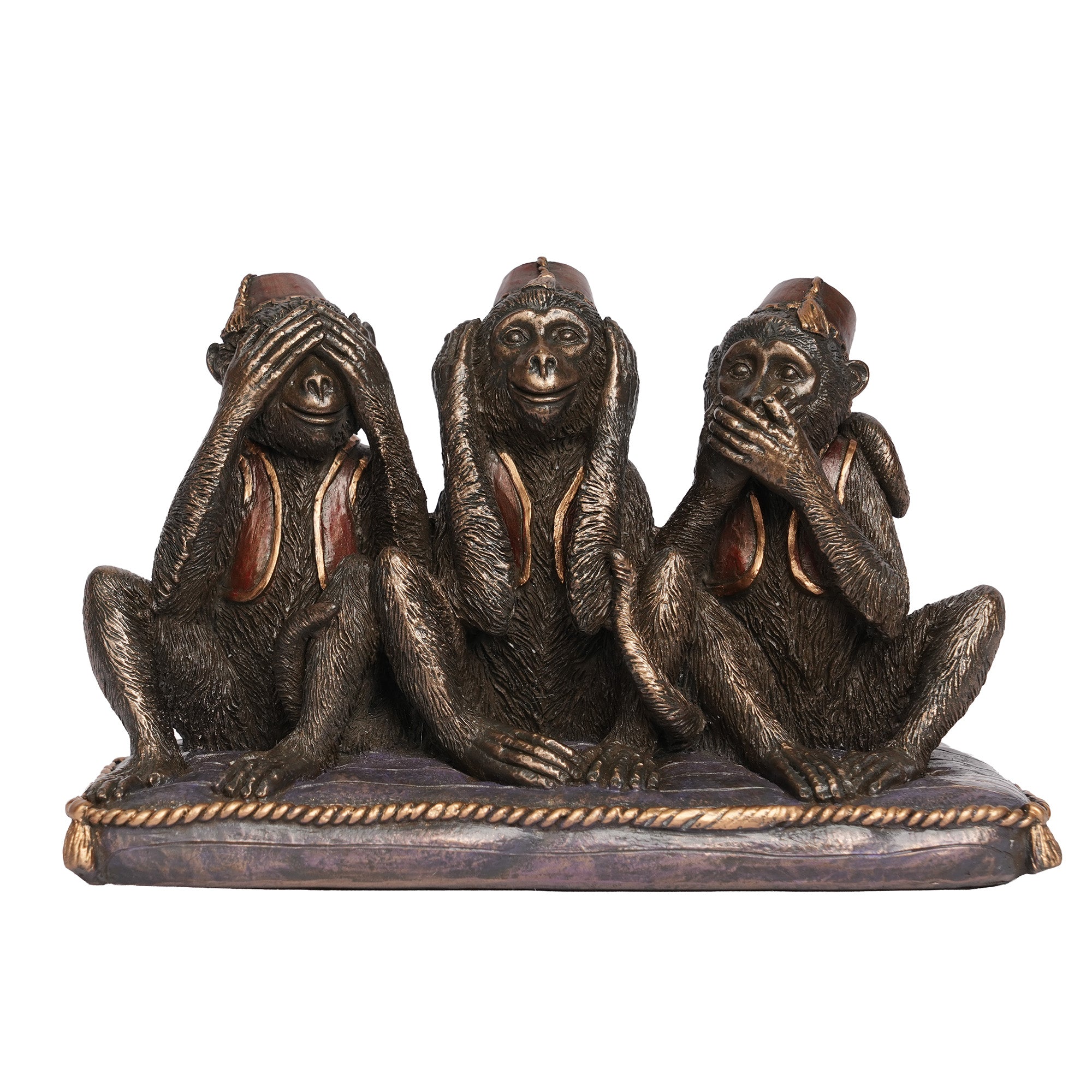 Handcrafted Poly Resin Three Wise Monkeys Showpiece