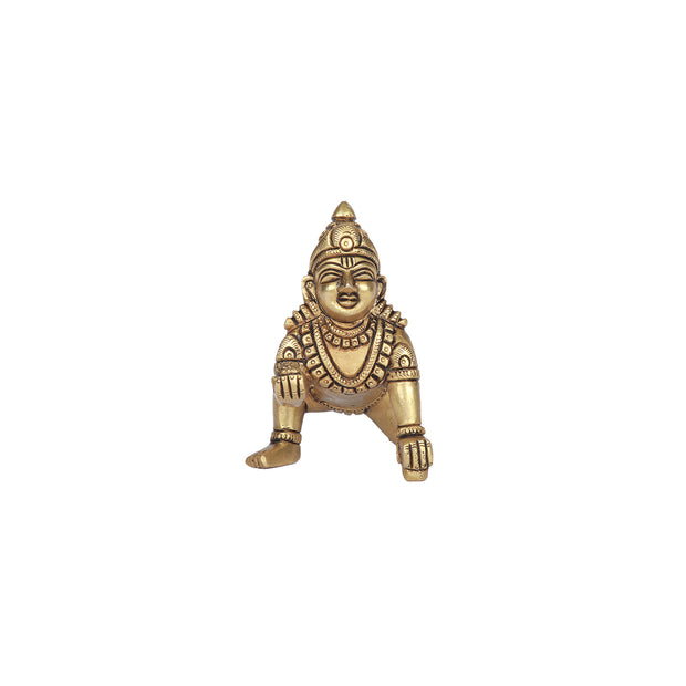 Handcrafted Brass Baby Krishna Statue Laddu Gopal For Devotional Worship And Home Decor