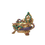 Brass   Carving Urli with stone