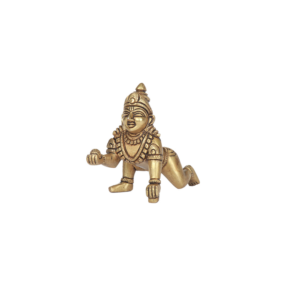 Handcrafted Brass Baby Krishna Statue Laddu Gopal For Devotional Worship And Home Decor