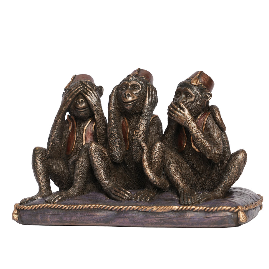 Handcrafted Poly Resin Three Wise Monkeys Showpiece