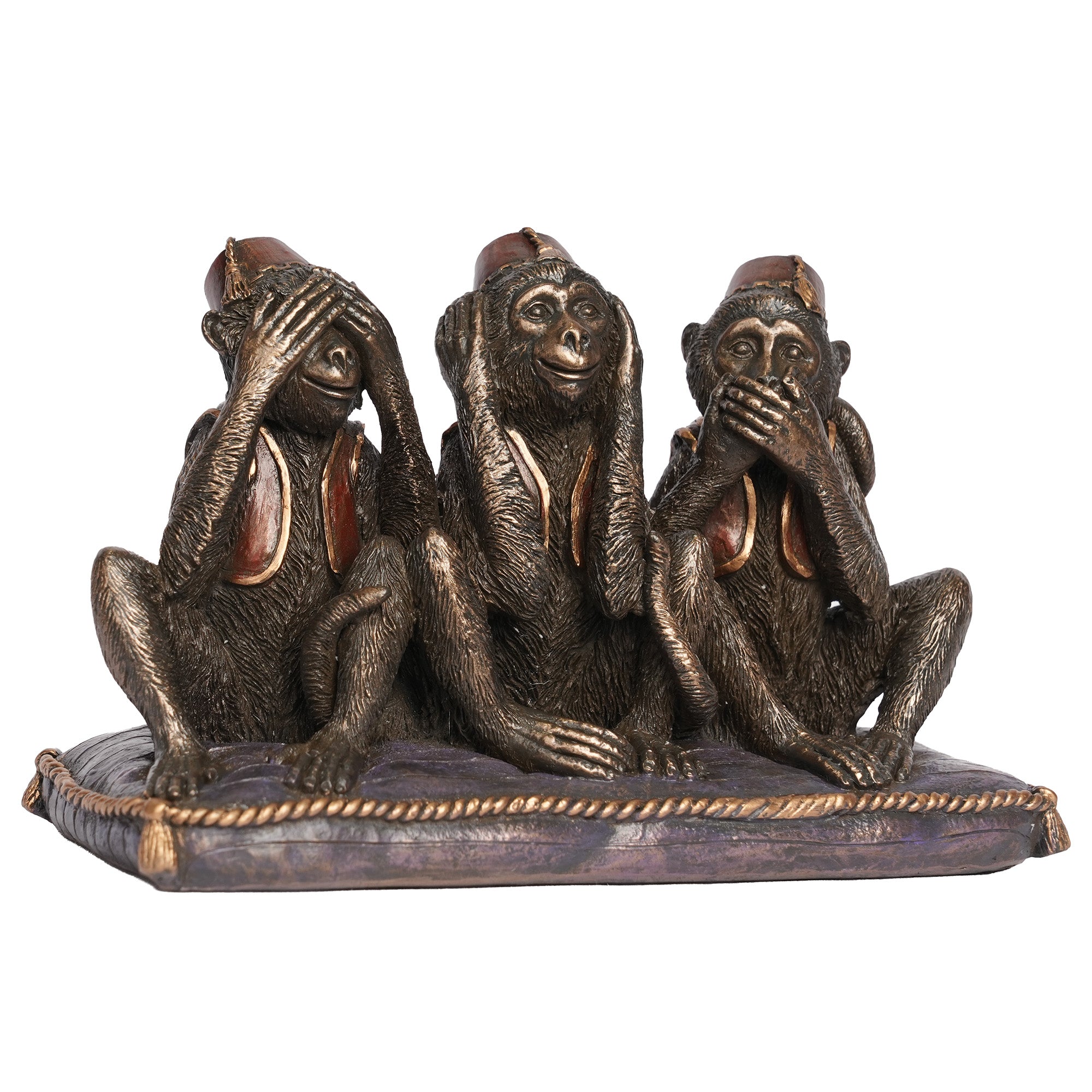 Handcrafted Poly Resin Three Wise Monkeys Showpiece