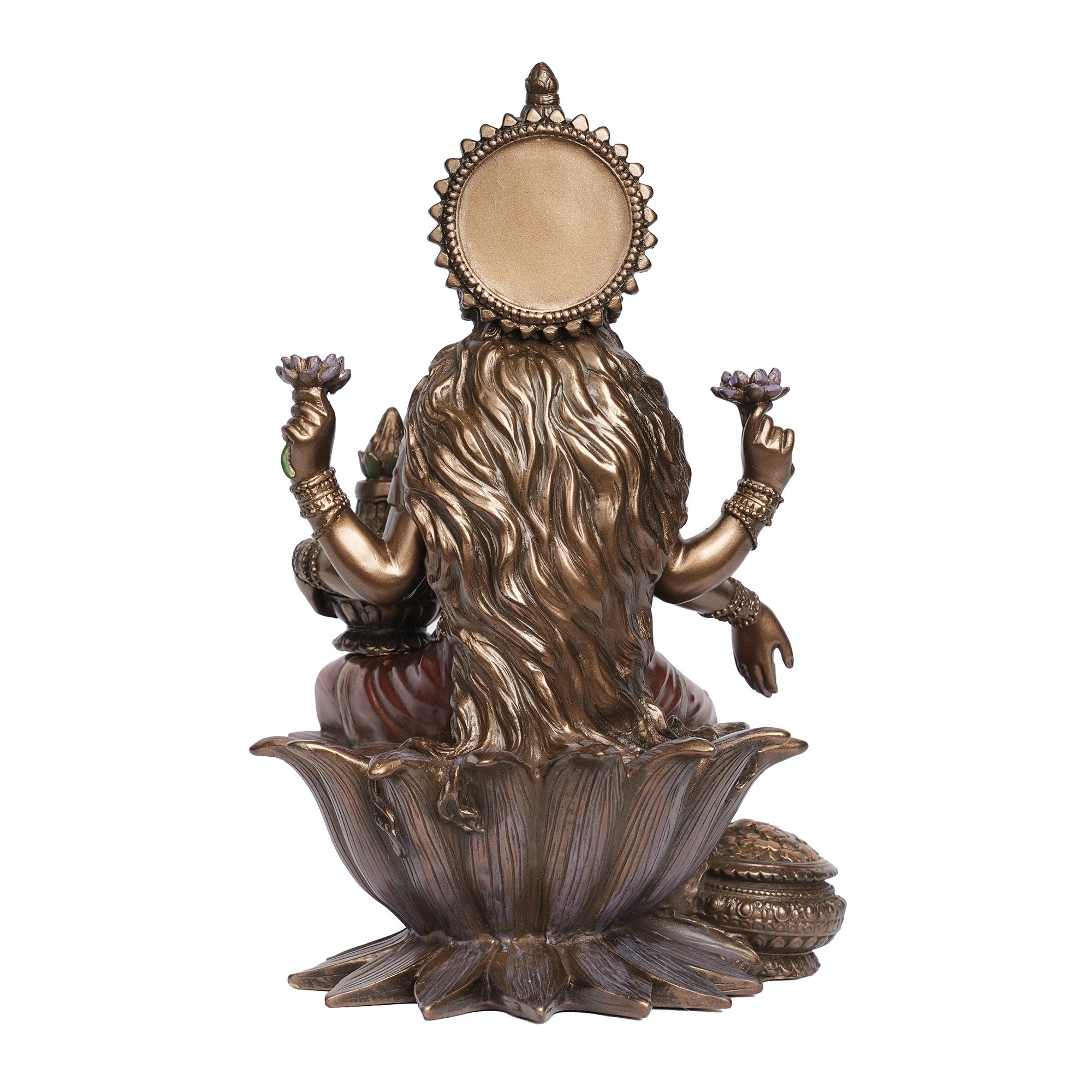 Antique Finish Goddess Lakshmi Sitting on Lotus with Kalash Resin Idol for Home Décor & Pooja
