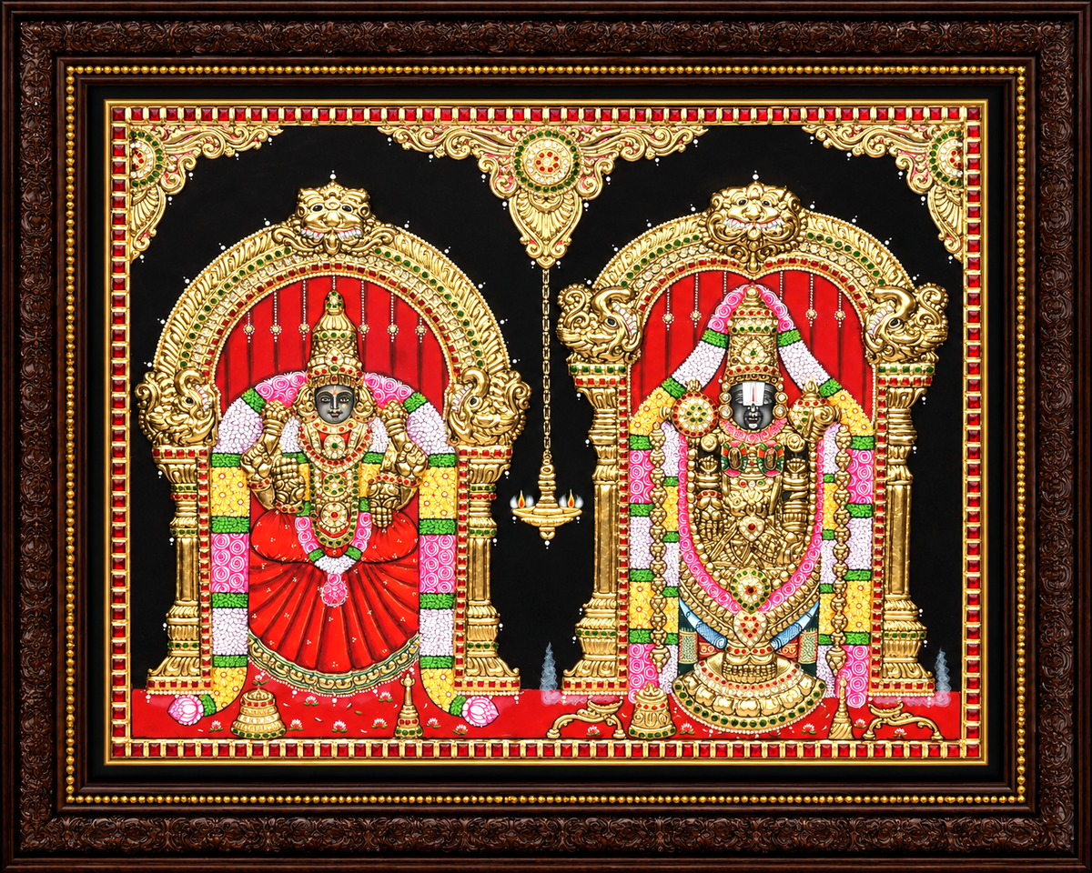 Tanjore Balaji Padmavathi Painting with 22K Gold Foil – 16 × 20 Inches