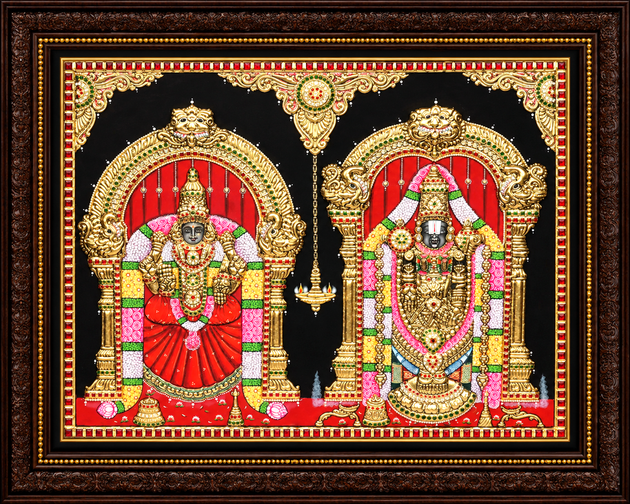 Tanjore Balaji Padmavathi Painting with 22K Gold Foil – 16 × 20 Inches