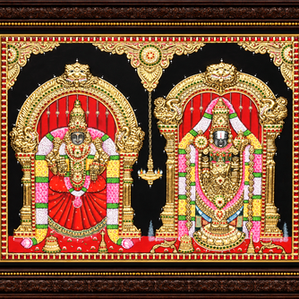 Tanjore Balaji Padmavathi Painting with 22K Gold Foil – 16 × 20 Inches