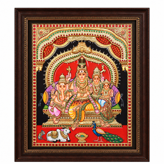 Tanjore Painting of Shiva Family