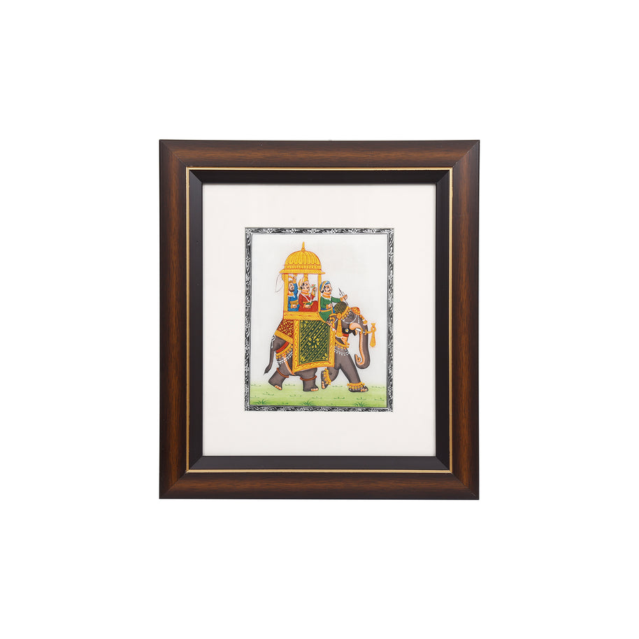 Traditional Royal Elephant Framed Wall Painting