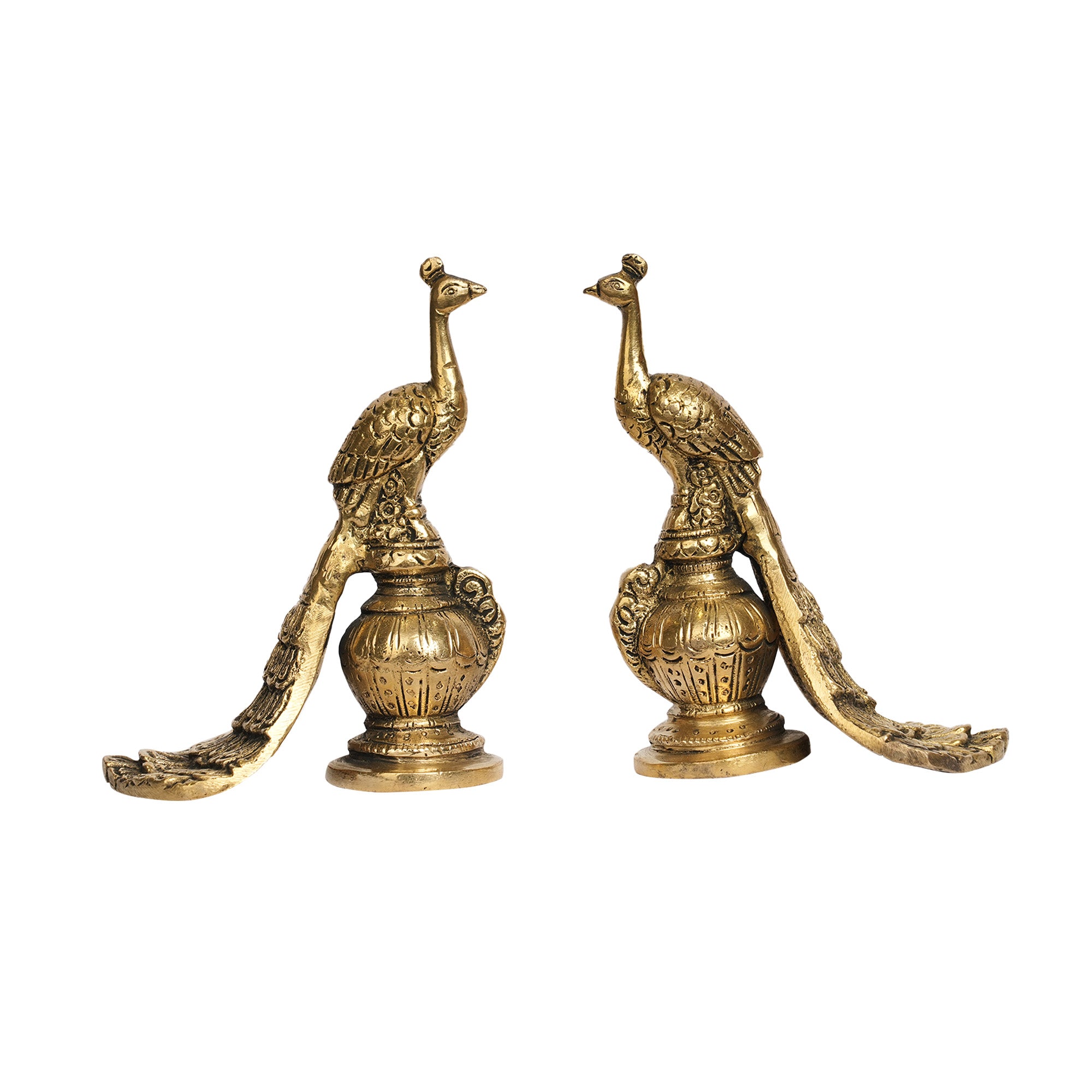 Brass Peacock Pair on Kalash